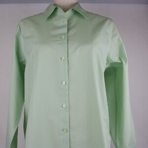 Lands End Womens size 10 Long Sleeve Blouse Light Mint Green